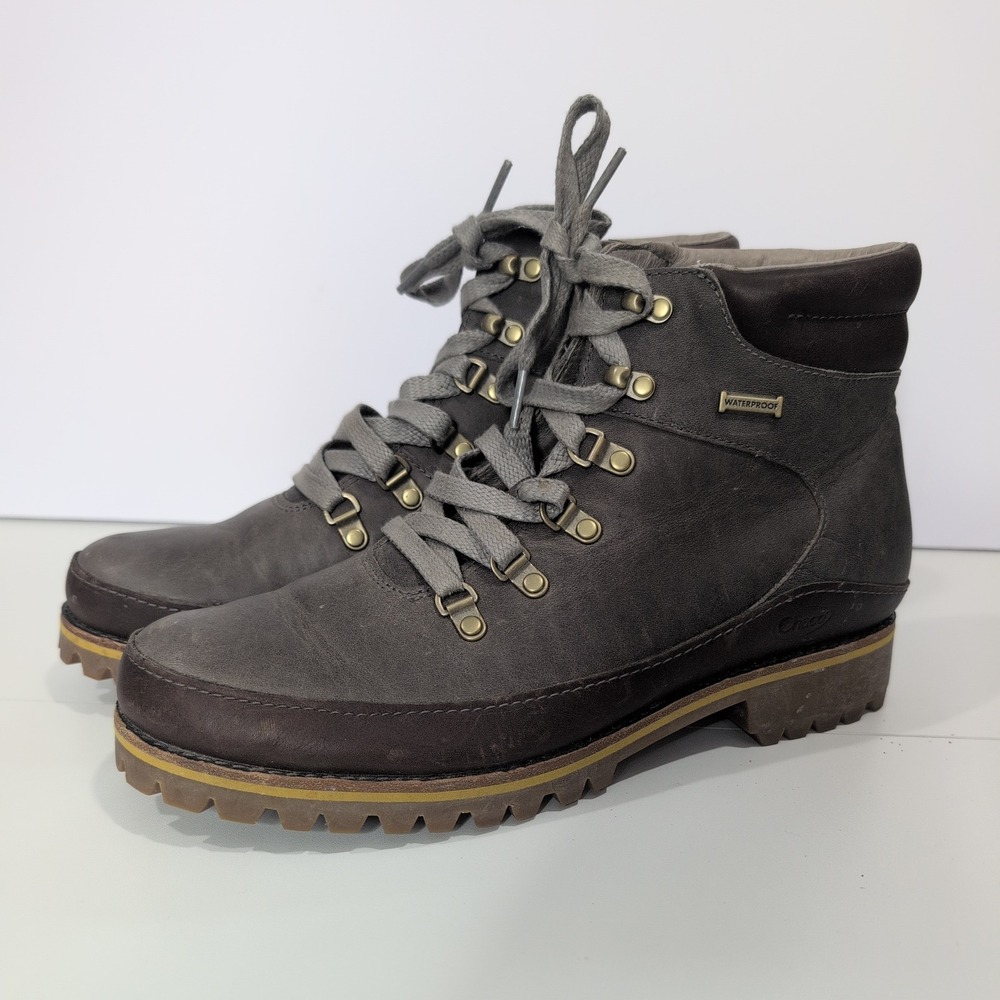 Chaco Barbary Waterproof Leather Hiking Boots Gray Brown JCH107432 Womens 11